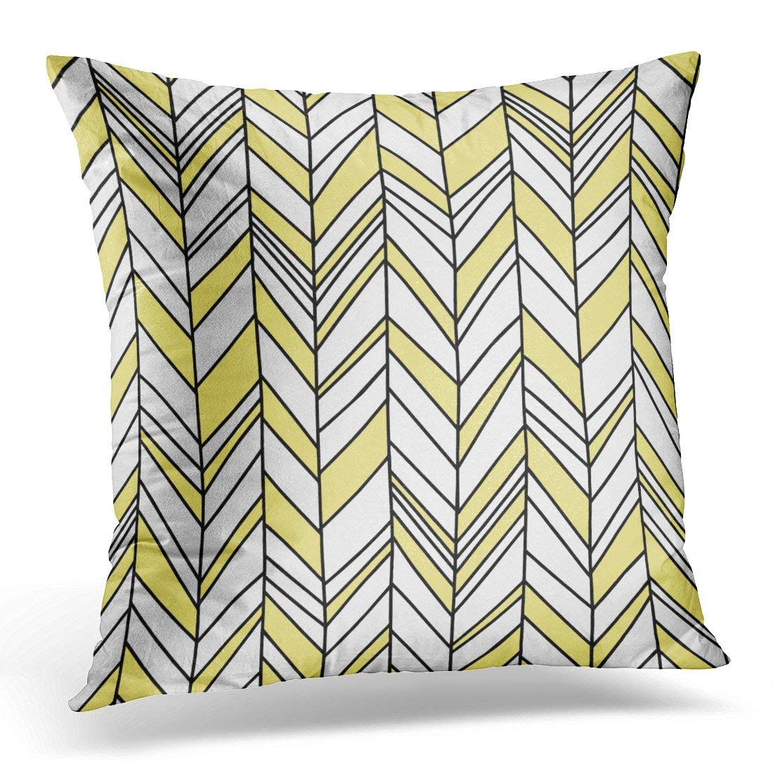 CMFUN Black Boho Chevron Imperfect Stripes in Pale Yellow and Light to