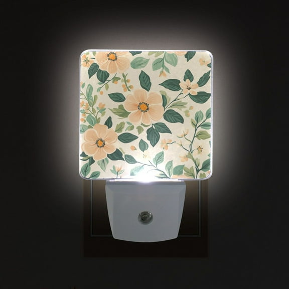 Yayeee LED Plug in Night Light for The Home with Auto Dusk to Dawn Light Sensors, 2 Pack, Floral Design