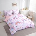 thumbnail image 2 of Manfei Dreamy Rainbow Full Size Bedding Sets, Star Cloud Moon Full Size Bed in a Bag, Lavender, Pink Reversible, 7-Piece, 2 of 6