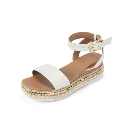 

Colisha Women Platform Sandals Cork Espadrilles Summer Wedge Sandal Walking Comfort Shoes Beach White 10