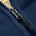 thumbnail image 6 of Mens Tops Plus Size Long Sleeved Stand Up Collar Pocket Zipper Solid Color Wool Jacket Dark Blue XXXL,Mens Coats, 6 of 6