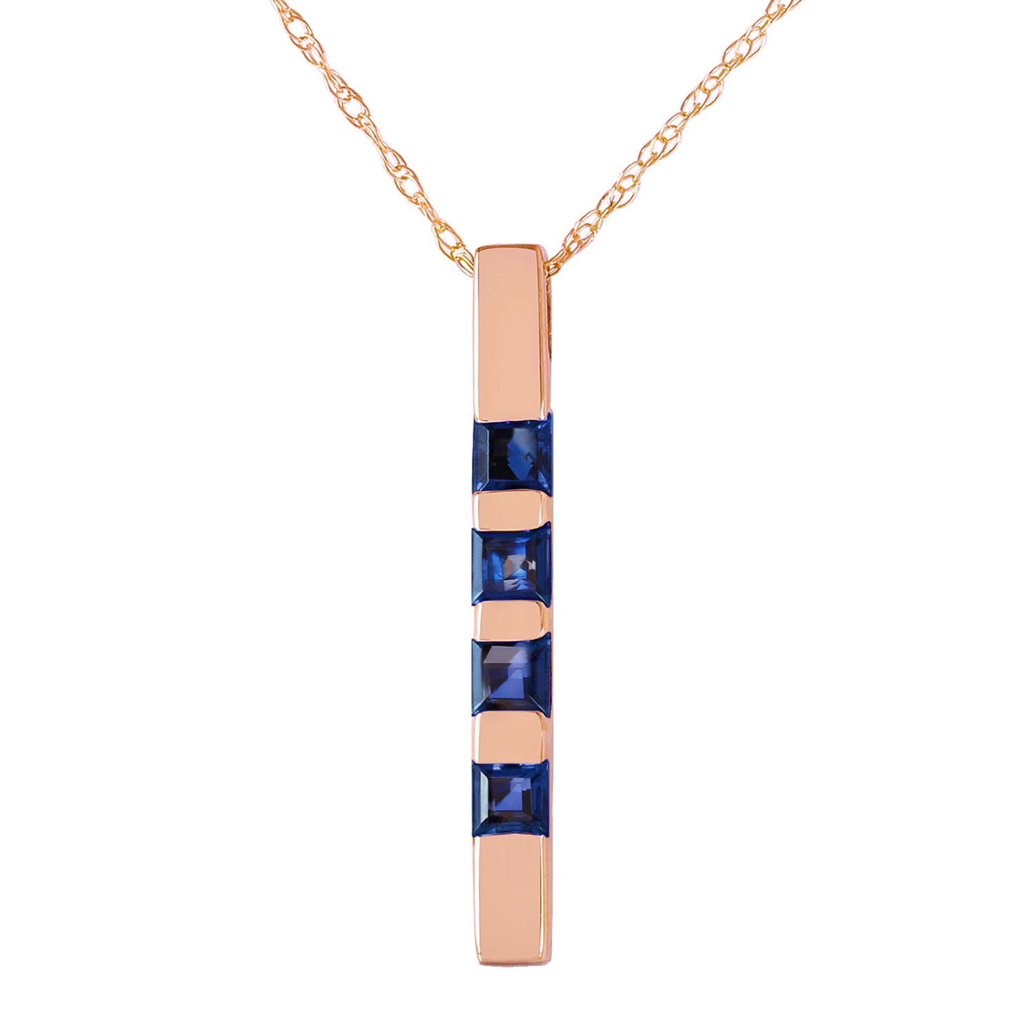 Galaxy Gold 14K Solid Gold Natural Sapphire Necklace for Women - Rose Gold Fine Jewelry