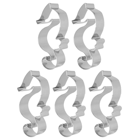 5PCS Seahorse Shape Cookie Cutters Molds Stainless Steel Fruit Cutters Baking Molds Baking Supplies for Home Kitchen Bakery