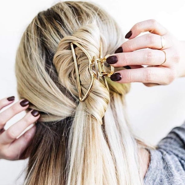 Kitsch Large Gold Metal Hair Claw Clip, 3 Inches Wide, Holding Big