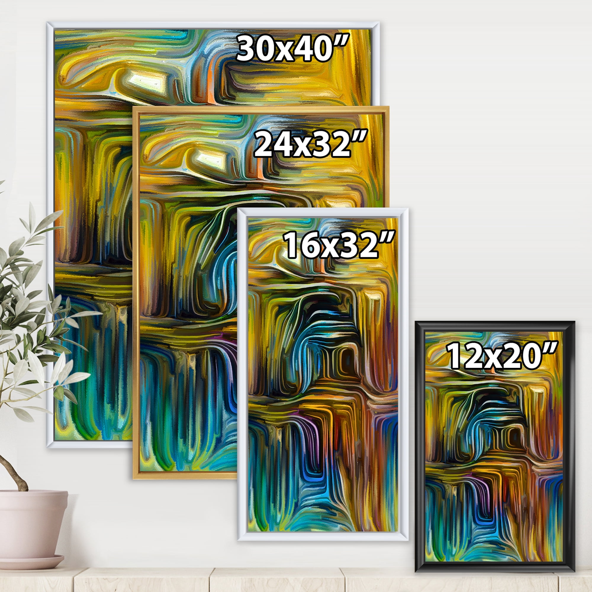 Designart 'Colour Spiral Fusion IV' Modern Framed Canvas Wall Art Print