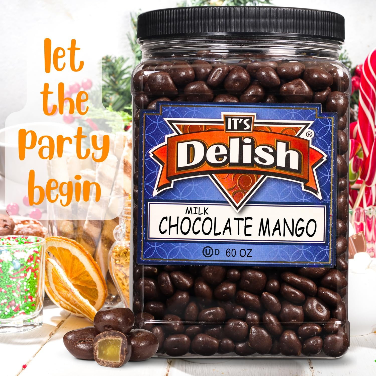 Milk Chocolate Covered Dried Mango by It's Delish, 3.75 LBS Jumbo Container  Gourmet Chocolate Covered Mango Bits Fruit Snacks Bulk Chocolate Candy Treats  Dairy, Kosher