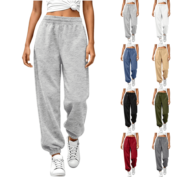 Sunnin Joggers for Women with Pockets Elastic Waist Athletic Running Workout Banded pants