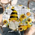 thumbnail image 2 of Yellow Sunflower Round Tablecloth, Fitted Table Cover with Elastic for 45"-54" Round Tables, Spring Summer Bee Gnomes Grey Plaid Table Cloth Outdoor Indoor Dinning Party Waterproof Tablecloths, 2 of 7