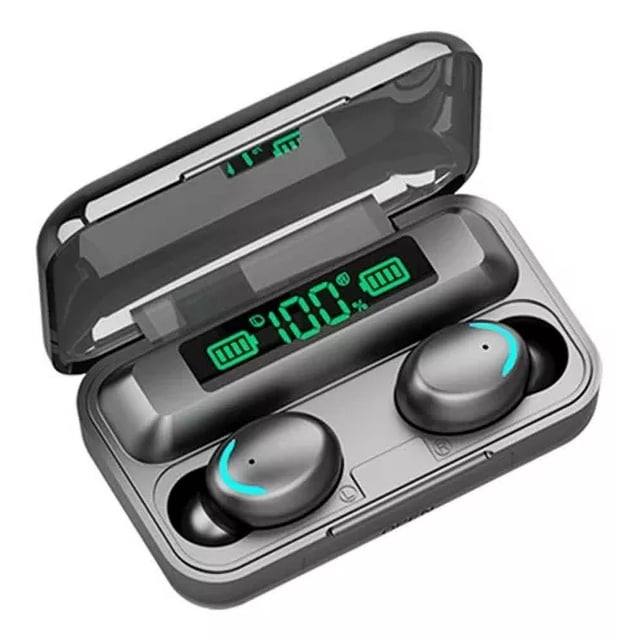 Audifonos in-ear Kasant F9-5 negro Con luz azul marino inalámbricos Bluetooth