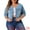 Light Blue, variant on DARING DIVA Women's Plus Size Collarless Button Down Crop Denim Jackets 1X Light Blue