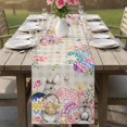 thumbnail image 5 of Bunny Easter Cotton Linen Table Runner for Dining Kitchen, Eggs Spring Floral Grey Plaid Farmhouse Wedding Outdoor Party Tablerunners Decoration, Dresser Scarf Coffee Tablecloth Runners 13x72 Inches, 5 of 8