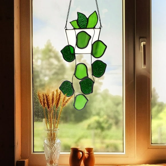 Boreal Craft Artisanal Pothos Stained Glass Window Hangings Suncatcher For Window Exquisite Decorations Outdoor Easter Eggs
