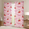 thumbnail image 2 of Manfei Pink Strawberry Bow Print Curtains Pack of 2 (42x84 Each) for Girls, Cute Fruit Bows Curtains Blackout, 2 of 6