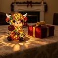 thumbnail image 6 of Handcrafted Sunflower Highland Cow Lamp,Style Stained Glass Table Lamp,Cute Highland Cow Night Light,Rustic Farmhouse Home Anima Decor Lighting for Living Room, Bedroom, 6 of 6