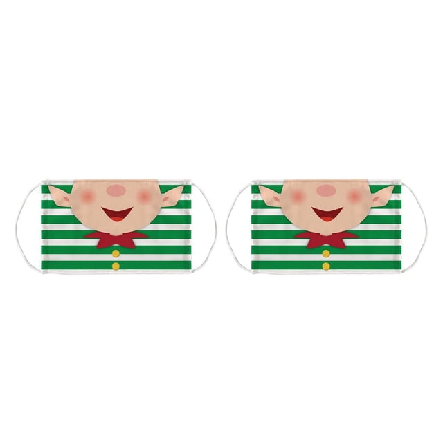 Guardoinrt Christmas Themed Dust Mask Breathable Polyester Printing Face Mask with Elastic Ear Rope Type 3 Pattern 2 2Set