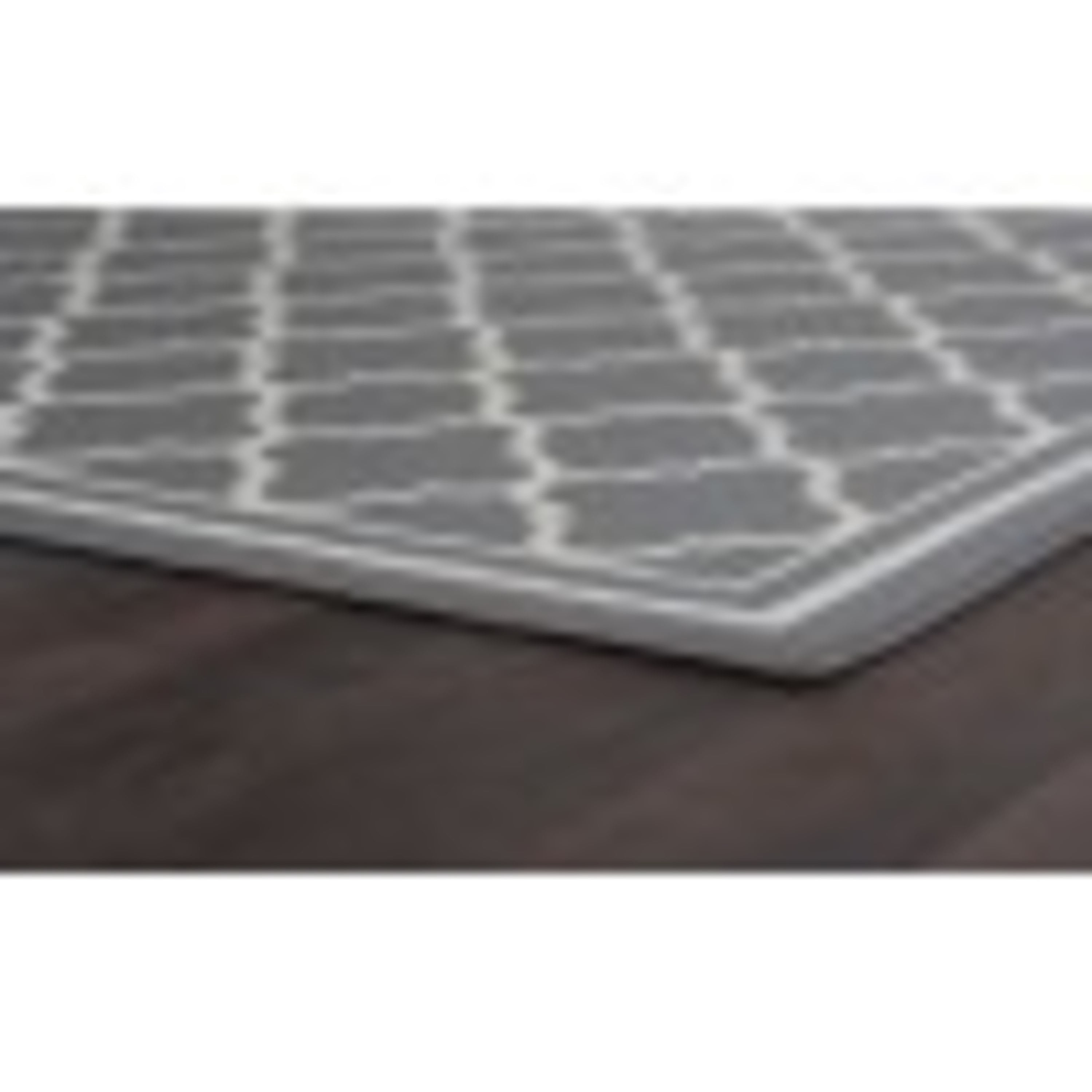 3x8 Water Resistant, Indoor Outdoor Runner Rugs for Patios, Hallway, Entryway, Deck, Porch, Balcony or Kitchen | Outside Area Rug for Patio | Gray, Moroccan Tile | Size: 2'7'' x 7'3''