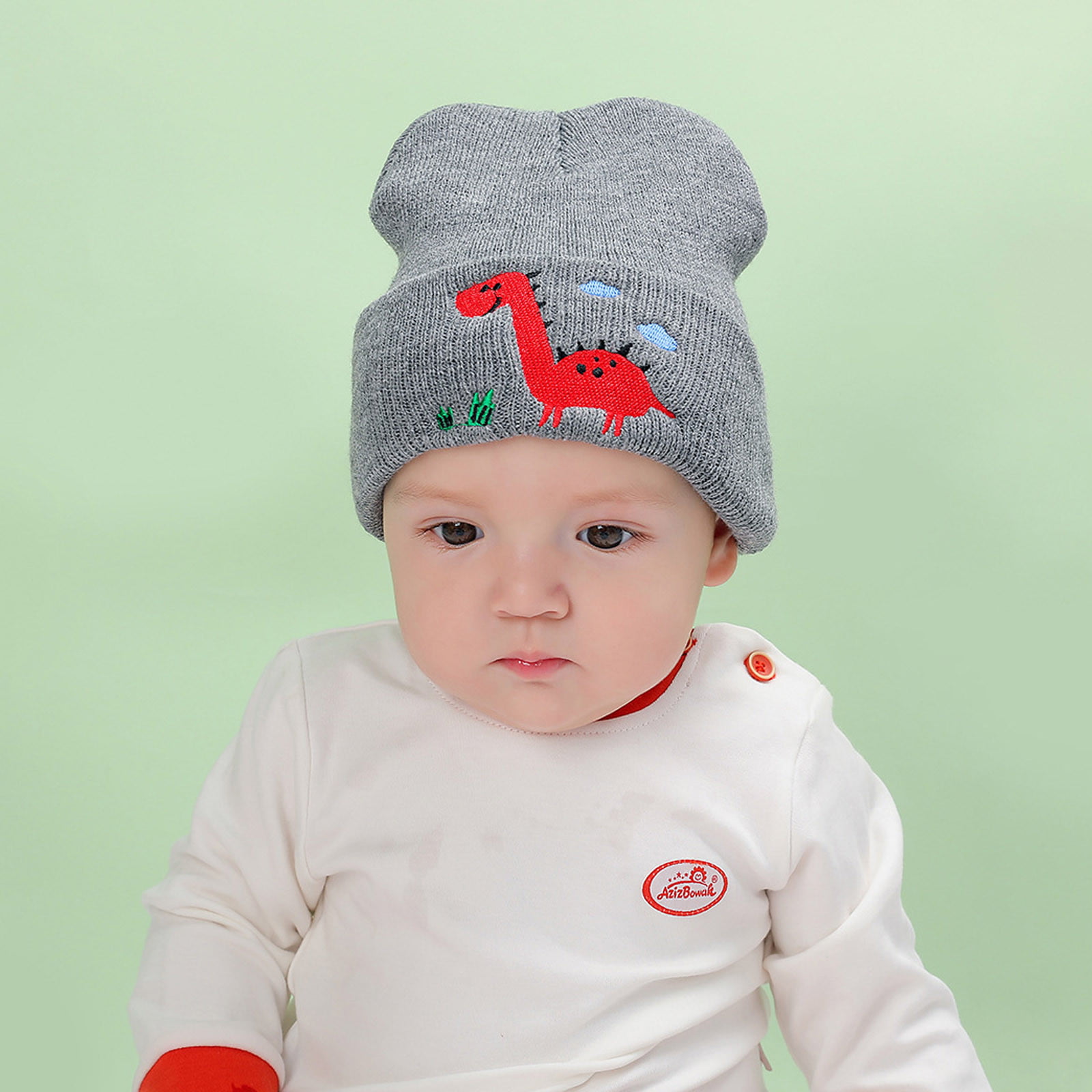 Baby Boys Hat & Mitts Set Double Knit Pull On Beanie Embroidered Motif Up to 12m 