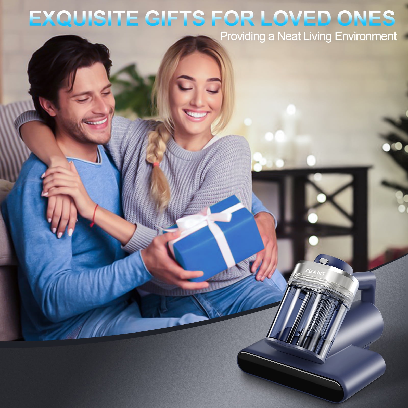 Teant Mattress Vacuum Bed Vacuum Cleaner with 253.7nm UV-C Light, Hyper Helix Motor with 16Kpa Strong Suction & 33000 RPM/Min Tapping, HEPA Filter,149℉ Heat & Ultrasonic & Anion for Bed and Pet