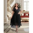 thumbnail image 3 of FOLUNSI Lace Evening Gown Knit - V-Neck Flutter Sleeve Dress - 2XL, 3 of 11