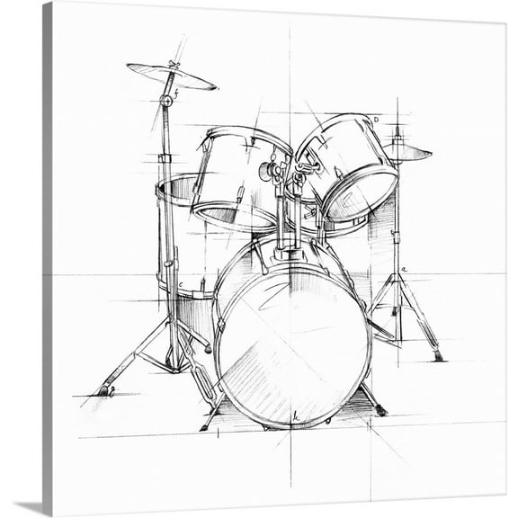 Great BIG Canvas | "Drum Sketch" Canvas Wall Art - 24x24