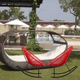 thumbnail image 1 of Costa Rocker Lounge Chair in Red, Wire Lounge Chair, Plastic Lounge Chair, Beach Lounge Chair, Indoor-Outdoor Lounge Chair,Hammock Weave,Rattan,Weather resistance Patio Lounge Chair, Oval Lounge Chair, 1 of 4