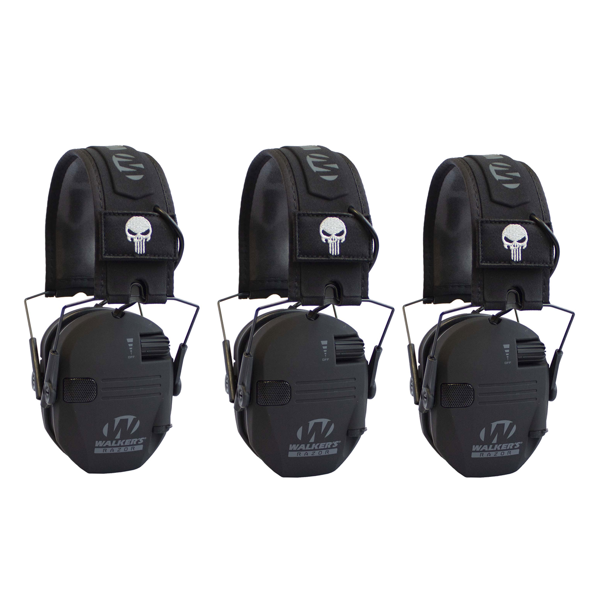 Walker's Razor Slim Shooter Hearing Protection Ear Muffs, Punisher (3 Pack)