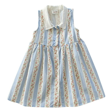 

Wiueurtly Toddler Girls Sleeveless Sundress Floral Prints Princess Dress Dance Party Dresses Clothes Flower Girl Dress with Rose