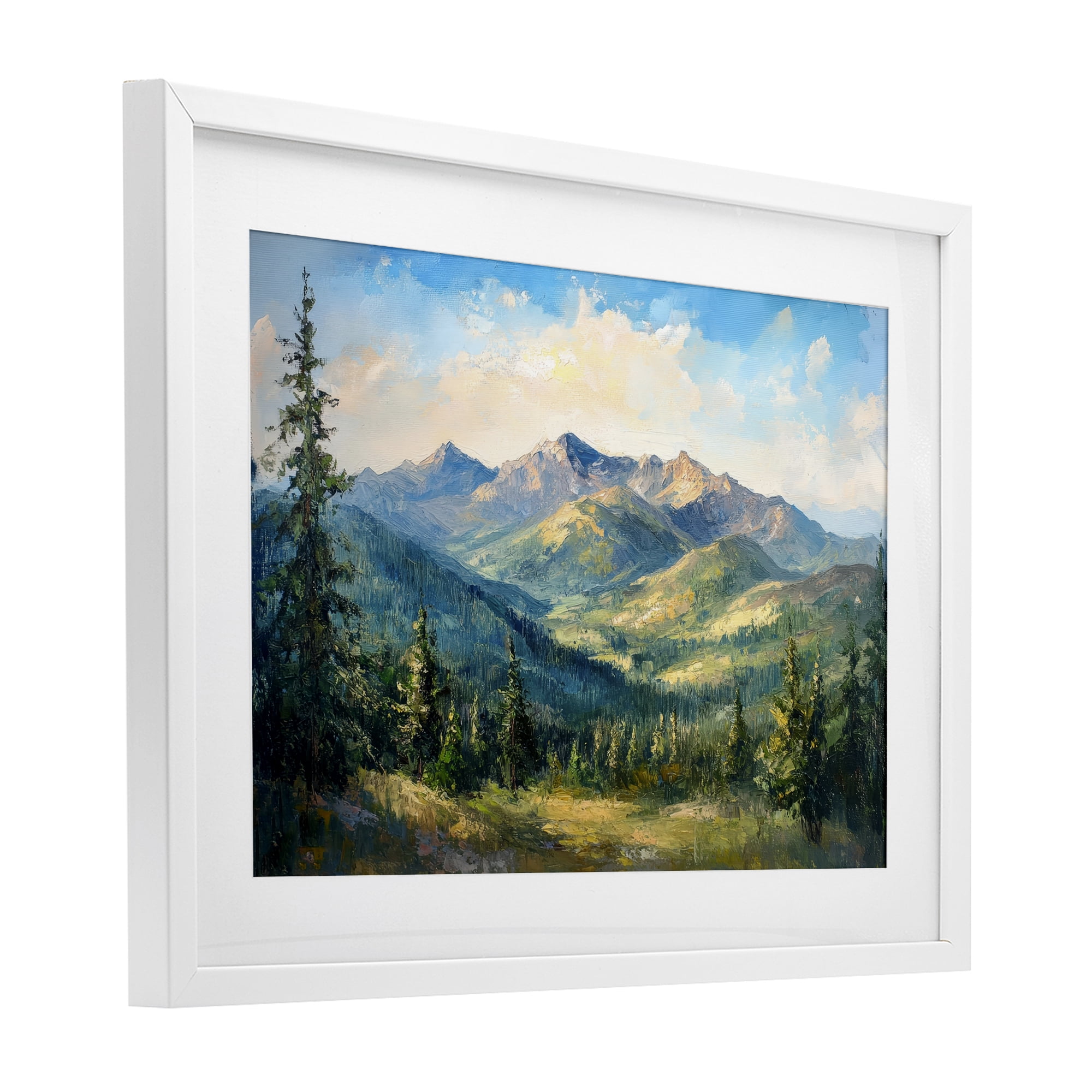 Stupell Industries Valley In The Mountains White Framed Print Under Glass, design by Petal Prints Design