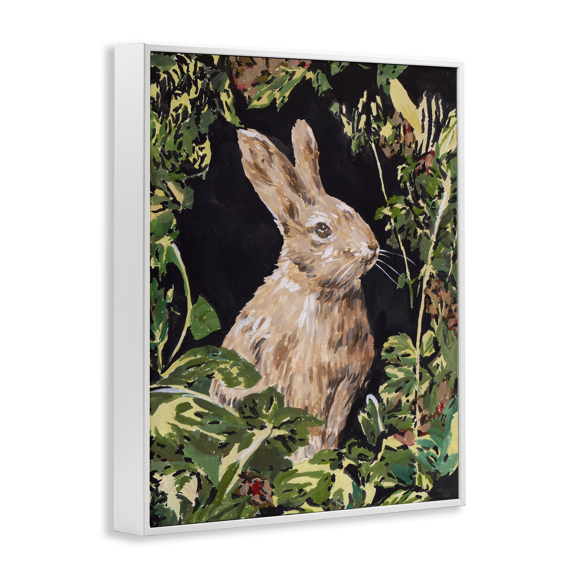 Stupell Industries Wreathed Botanicals Rabbit White Framed Giclee Art, design by Melissa Wang
