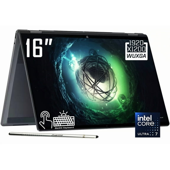 HP OmniBook X Flip 2-in-1 Copilot AI Laptop, 16" 2K 1920 x 1200 LED IPS Touchscreen, Intel 8-Core Ultra 7 256V, 5MP IR Webcam, Backlit KB, Stylus Pen, Win11 Home (16GB DDR5 RAM - 1TB SSD)
