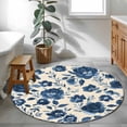 thumbnail image 3 of Round Rugs 4Ft, Navy Blue Floral Round Area Rug Washable Indoor Throw Carpet, Spring Retro Botanical Flowers Soft Non Slip Circle Rug for Kitchen Nursery Room Home Decor Aesthetic, 3 of 8