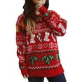 thumbnail image 1 of SUNSIOM Chandails de Noël pour Femmes, Manches Longues, Col Rond, Bas Flocon de Neige, Pull Décontracté, 1 of 6