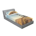 thumbnail image 3 of Lighthouse Bedding Set with Sheet & Covers, Sandy Coastal Beach with Lighthouse Sea Waves Wind Wooden Fence Pine Tree Clouds, Printed Bedroom Decor 2 Shams, 4 Sizes, Multicolor, by Ambesonne, 3 of 3