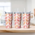 thumbnail image 2 of 20oz Double Wall Stainless Steel Travel Tumbler, Geometric Textured Handle Mug, Insulated Leak-Proof Cup with Straw, 2 of 5