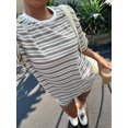 thumbnail image 6 of Womens Geometric Stripe Short Sleeve T-Shirt and Shorts Loungewear Set Khaki L, 6 of 8