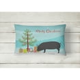 thumbnail image 2 of Carolines Treasures BB9298PW1216 Devon Large Black Pig Christmas Canvas Fabric Decorative Pillow, Teal, 12H x16W,, 2 of 3