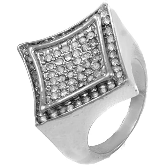 Men Silver Tone Micro-pave Bling Iced Out Cz Hip Hop Style Ring (10)