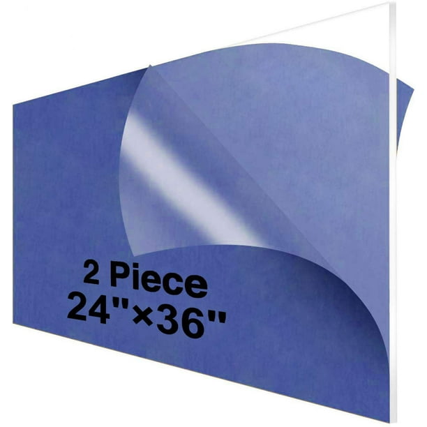 Feuille de plexiglas acrylique coulé 24 x 24 1/8 d'épaisseur Lot de 2  feuilles de plexiglas acrylique transparent de 3 mm d'épaisseur, feuille de  plexiglas transparent, feuille de plastique – Durable, résistant