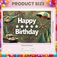 thumbnail image 2 of Camouflage Design Birthday Banner Army Theme Helicopter Motif Tank Graphic Adventure for Kids Party Celebration Outdoor Venue Event Background, 2 of 9