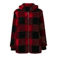 thumbnail image 5 of Uuszgmr Autumn Winter Windproof Coats For Women Ladies Plush Coat Long Sleeve Plaid Hooded Zipper With Pocket Loose Coat, 5 of 5