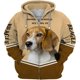 thumbnail image 1 of Sudaderas con capucha con cremallera impresa en 3D para hombres y mujeres, disfraces de cosplay de Halloween, Hogar es donde mi perro es Beagle, 1 of 4