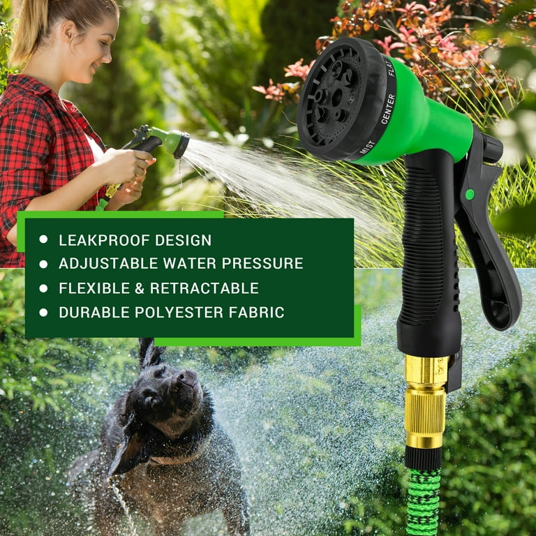 25 FT Expanding Flexible Garden Hose With Spray Nozzle - Lightweight & Easy Storage
