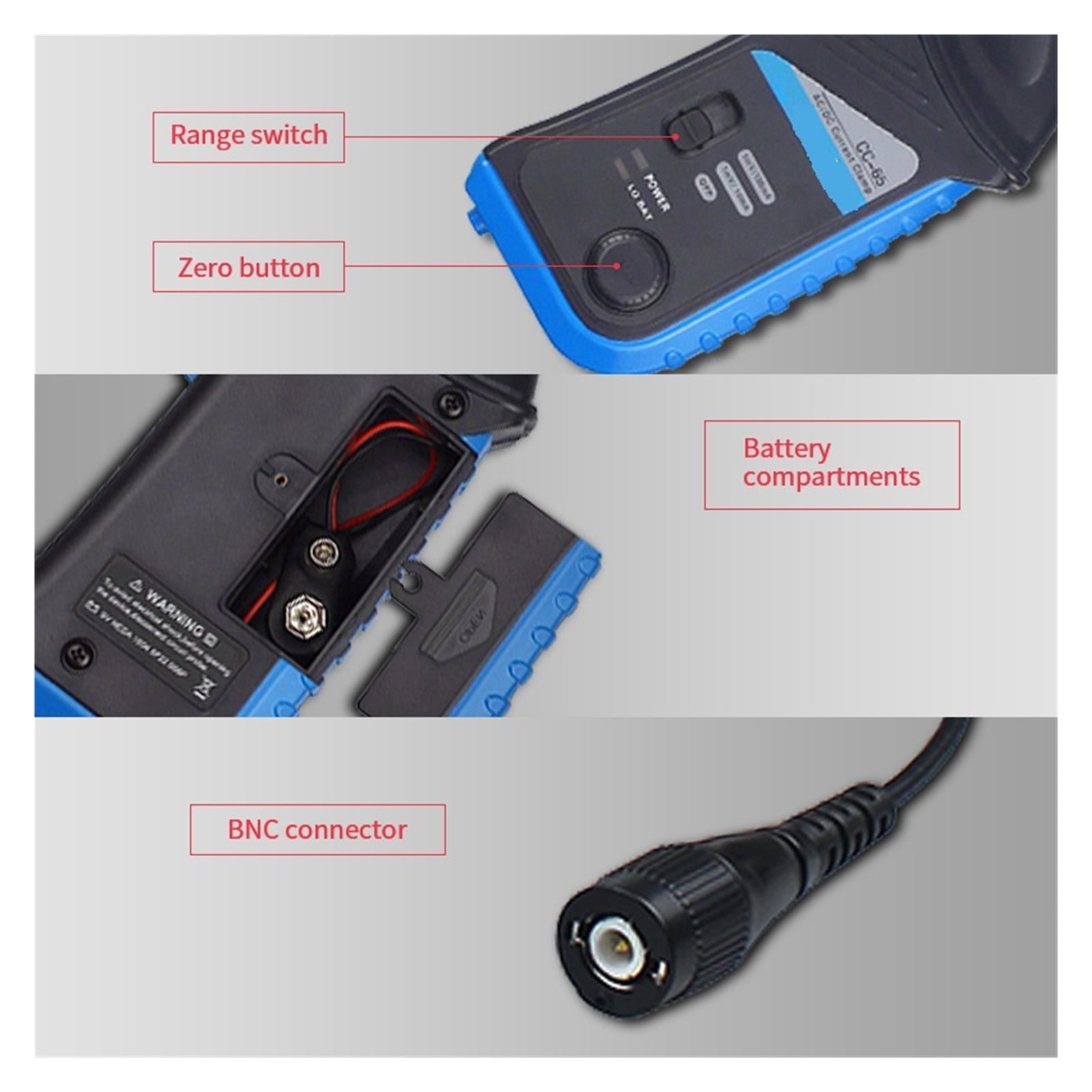 AC/DC Current Clamp Meter Oscilloscopes AC/DC 20KHz 400Hz Bandwidth 1mV/10mA 650A ,Professional Designed