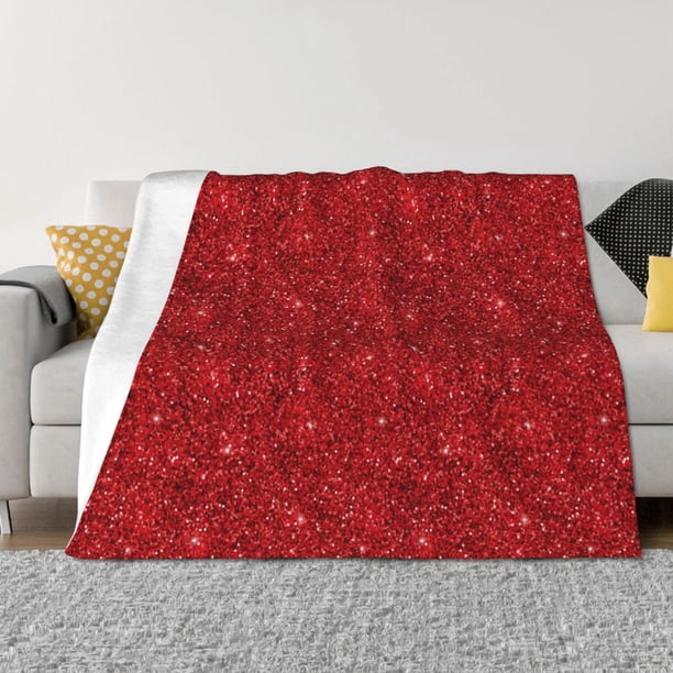 Fotbe Red Glitter Manta de Franela con Estampado, Manta Ultrasuave para Cama, Sofá, Auto, Hipoalergénica y Antibolitas-40"x30"