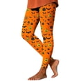 thumbnail image 2 of Yeaiivve Women's Halloween Print Leggings Pumpkin SpiderWeb Bat Graphic Tights Buttery Soft Elastic Waisted Yoga Pants Novelty Cartoon Printed Legging L, 2 of 7