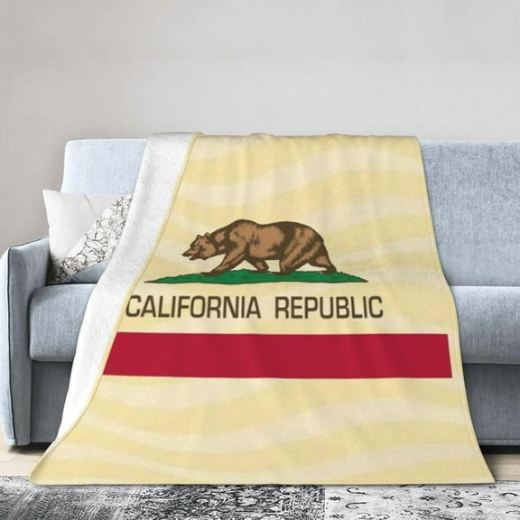 California Republic Bear Fleece Blanket, Very Soft Microfiber Flannel Blanket for Couch Warm and Cozy for All Seasons, Black