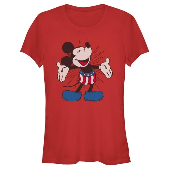 Junior's Mickey & Friends Retro American Flag Shorts Graphic T-Shirt