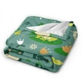 thumbnail image 2 of DouZhe Ultra-Soft Micro Fleece Lightweight Flannel Bed Blanket, Happy Frogs Flowers Green Print Cozy Warm Throw Blankets, 50"x40", 2 of 7