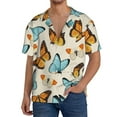 thumbnail image 3 of Xecao offers the Butterflies for Men's Casual Short-sleeved Shirt, a button-up collared shirt with a pocket, perfect for beach vacations and yacht travel in the Large size., 3 of 7
