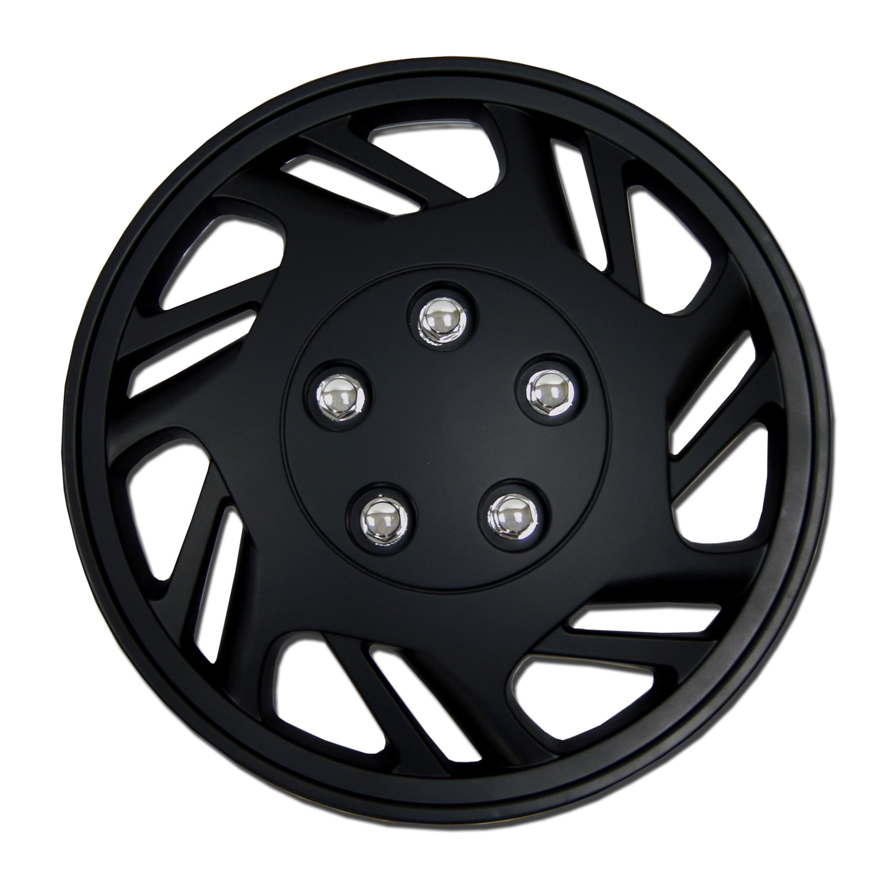 TuningPros WSC126B15 Set of 4 Matte Black Hubcaps 15" Hub Caps Wheel